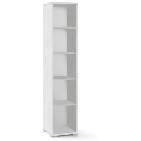 Bibliothèque haute moderne en bois Oxide White avec quatre étagères 39x41x h199 cm