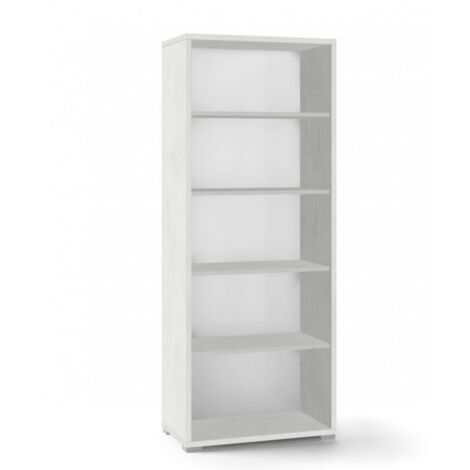 Bibliothèque haute moderne en bois Oxide White avec quatre étagères 71x41x h199 cm