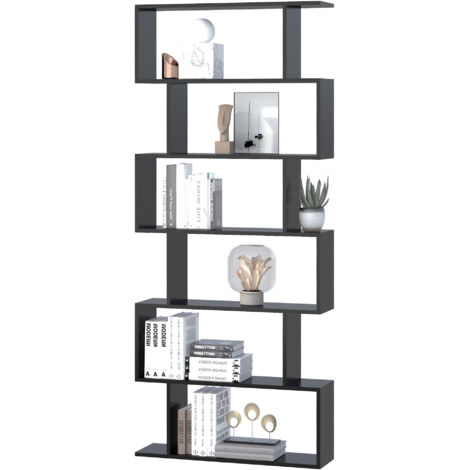 Bibliothèque - HOMCOM - étagère zig zag design contemporain 6 niveaux rangement salon bureau - bois - 80x23x192cm - noir