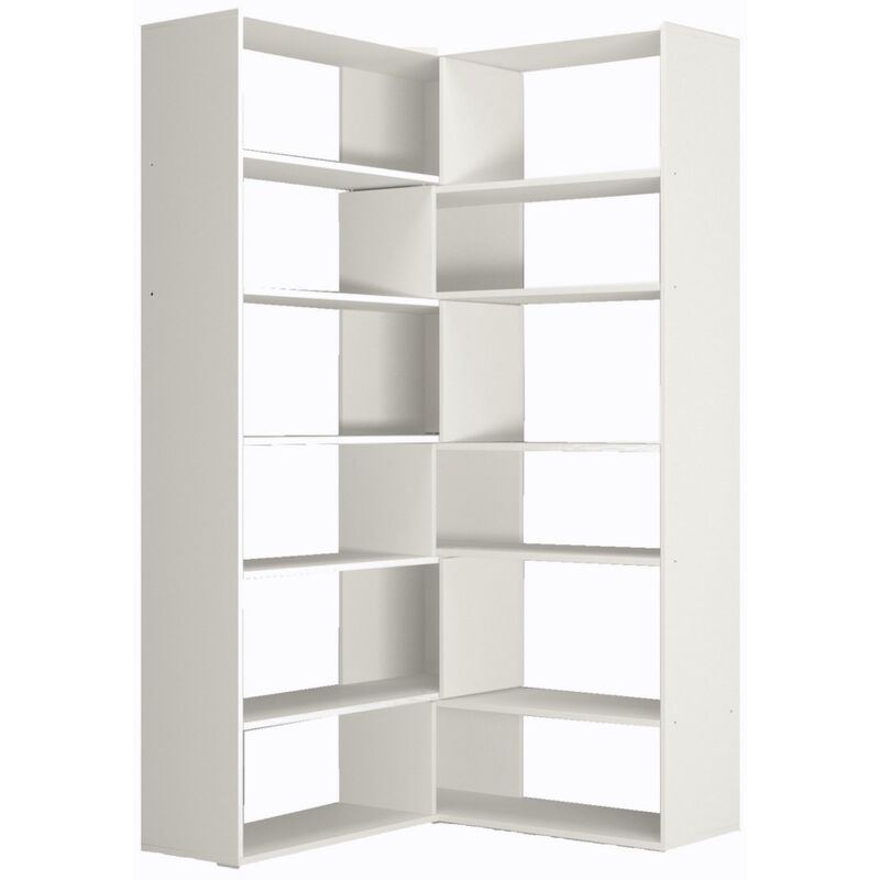 Epikasa - Bibliothèque Jumeau, Panneau Aggloméré Mélaminé, Blanc, 158x30x179 cm