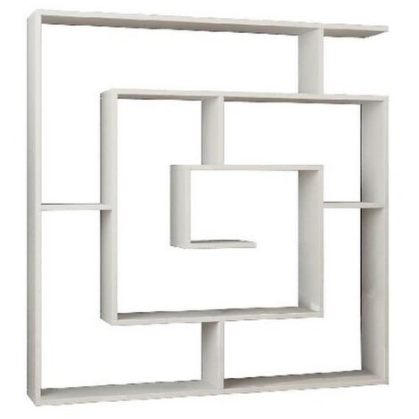HOMEMANIA Bibliothèque Labirent, Panneau Aggloméré Mélaminé, Blanc, 125x22x129 cm