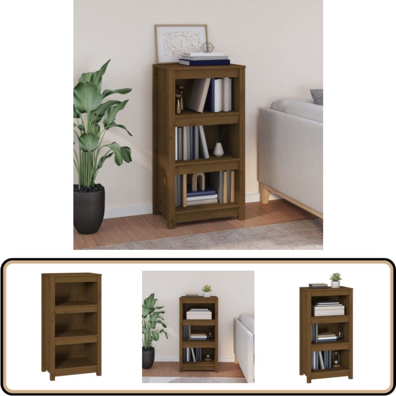 Bibliothèque Marron miel 50x35x97 cm Bois de pin massif - Bibliothèque - Meuble De Rangement - Étagère - Armoire à Livres - Bibliothèque En Bois