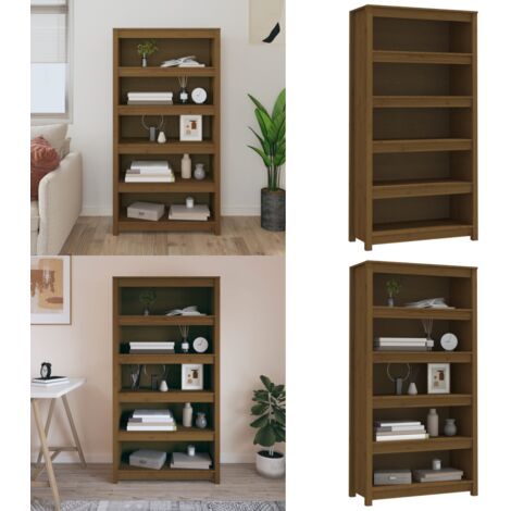 Bibliothèque Marron miel 80x35x154 cm Bois de pin massif - Bibliothèque - Meuble De Rangement - Étagère - Armoire À Livres - Bibliothèque En Bois - Home & Living