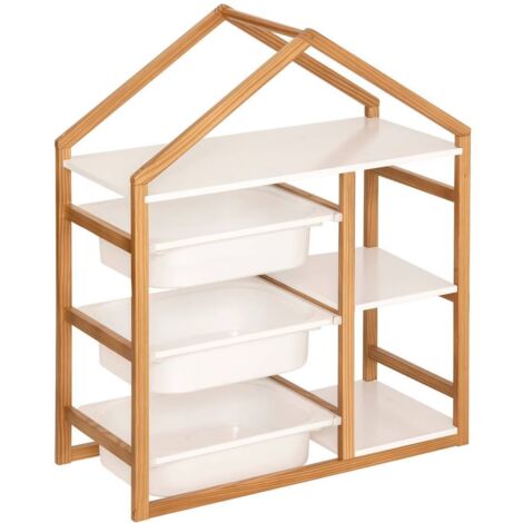 Bibliothéque meuble de rangement en forme maison - Longueur 68 x largeur 30 x Hauteur 82 cm