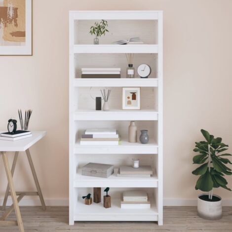 Bibliothèque Meuble de Rangement  Meuble Étagère Blanc 80x35x183 cm Bois de pin massif 37694