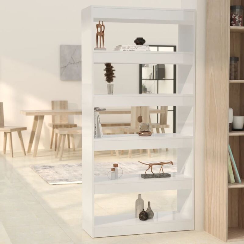Maison Chic - Bibliothèque, Meuble Étagère, Séparateur de pièce Blanc brillant bois ingénierie WFE557845 design in