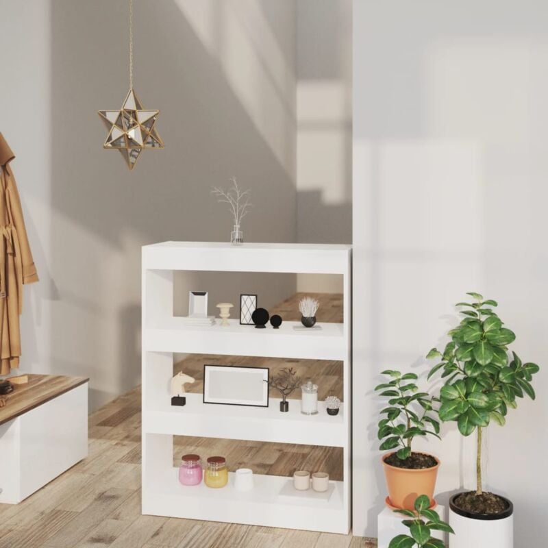 Bibliothèque, Étagère de Rangement, Cloison Blanc 80x30x103 cm Bois d'ingénierie WFE229542 DESIGN IN