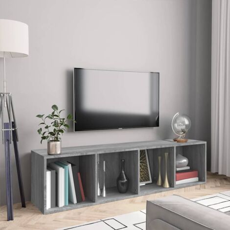 Bibliothèque/Meuble TV Style scandinave - Meuble de Rangement - Sonoma gris 143x30x36 cm Chic-510536