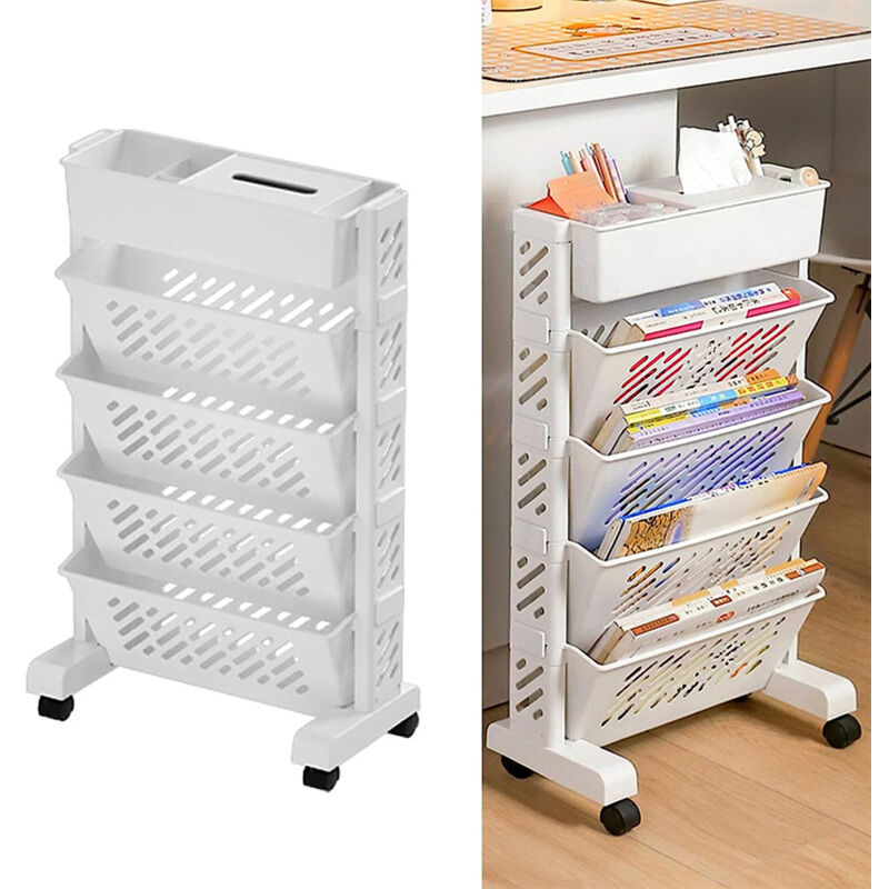 Sinbinta - Bibliothèque Mobile, Chariot Rotatif Amovible en Plastique Multifonctionnel Chariot Roulant étagère de Bureau Organisateur de Bureau avec