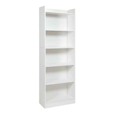 Bibliothèque Mobile Frêne Blanc 6 étagères H180x64x29 cm