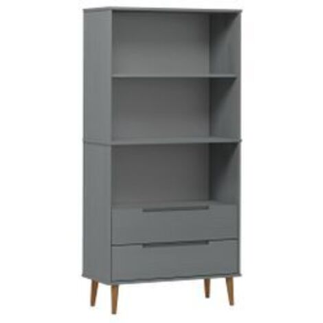 Bibliothèque MOLDE Gris 85x35x170,5 Bois massif de pin