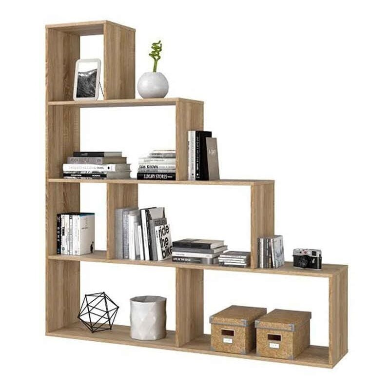 Bibliothèque d'escalier en chêne coloré bibliothèque en chêne canadien bibliothèque de salon 145x145x29 cm