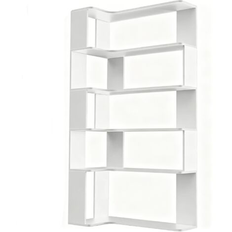 Bibliothèque multi-niveaux avec bande lumineuse modulable, étagère d'angle pour espace de travail, bibliothèque décorative pour salon