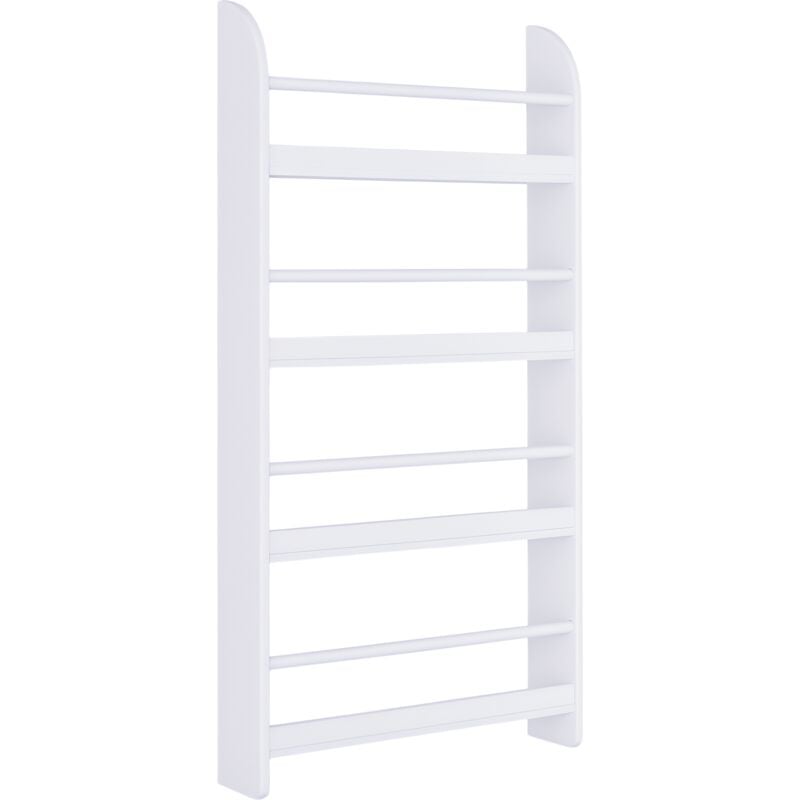 Homcom - Bibliothèque murale 4 étagères avec barres supports - 59 x 12 x 113 cm - mdf bois blanc