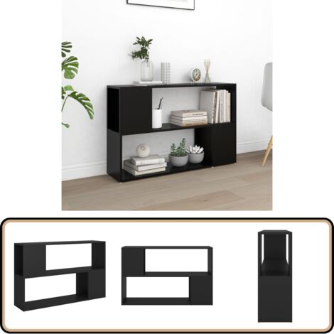 Bibliothèque Noir 100x24x63 cm Bois d'ingénierie - Bibliothèque - Meuble Tv - Étagère - Rangement - Noir