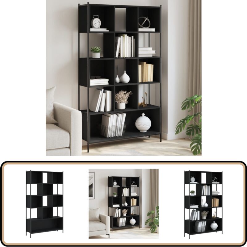 Vidaxl - Bibliothèque noir 102x28x172 cm bois d'ingénierie - Bibliothèque Noire - Meuble Rangement - Étagère Murale - Bibliothèque Design