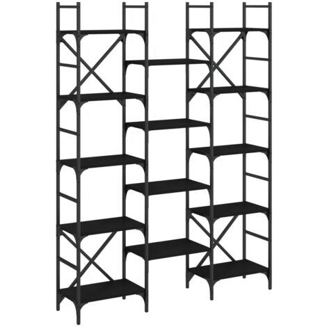 Bibliothèque noir 127,5x28,5x172,5 bois d'ingénierie