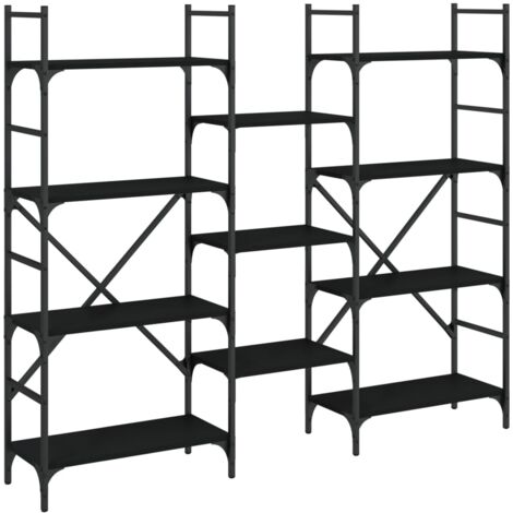 Bibliothèque noir 160x28,5x136,5 bois d'ingénierie