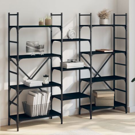 Bibliothèque noir 160x28,5x136,5 cm bois d'ingénierie vidaXL