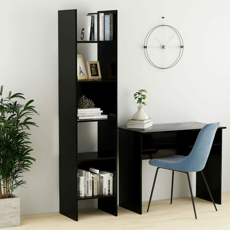 Bibliotheque Noir 40x35x180 cm Agglomere