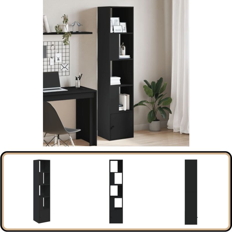Vidaxl - Bibliothèque noir 40x36x189 cm bois d'ingénierie - Bibliothèque Noire - Meuble Rangement - Étagère Ouverte - Bibliothèque Design