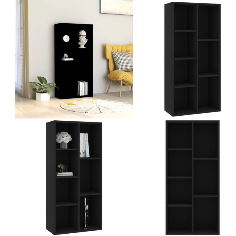 Vidaxl - Bibliothèque Noir 50x25x106 cm Bois d'ingénierie - Bibliothèque - Meuble Rangement - Étagère - Bibliothèque Noir - Bibliothèque Moderne