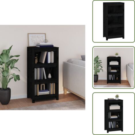 Bibliothèque Noir 50x35x97 cm Bois de pin massif - Bibliothèque - Meuble De Rangement - Étagère - Armoire À Livres - Bibliothèque En Bois