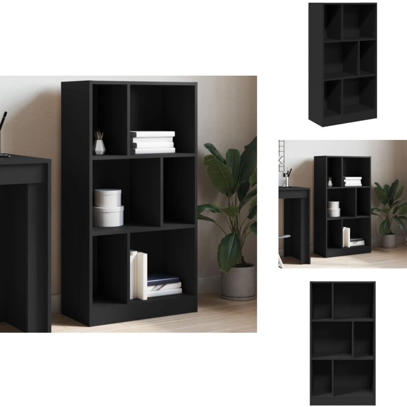 Vidaxl - Bibliothèque noir 57x28,5x107,5 cm bois d'ingénierie - Bibliothèque Noire - Meuble Rangement - Bibliothèque Design - Étagère Moderne