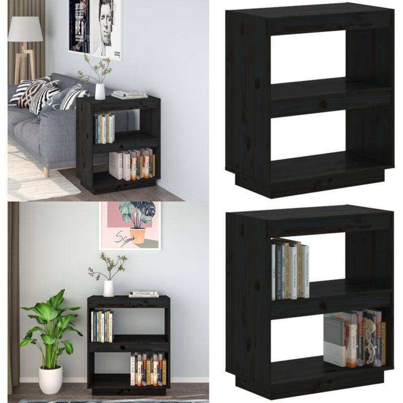 Vidaxl - Bibliothèque Noir 60x35x71 cm Bois de pin massif - Bibliothèque - Meuble De Rangement - Bibliothèque Noire - Bibliothèque Bois - Étagère
