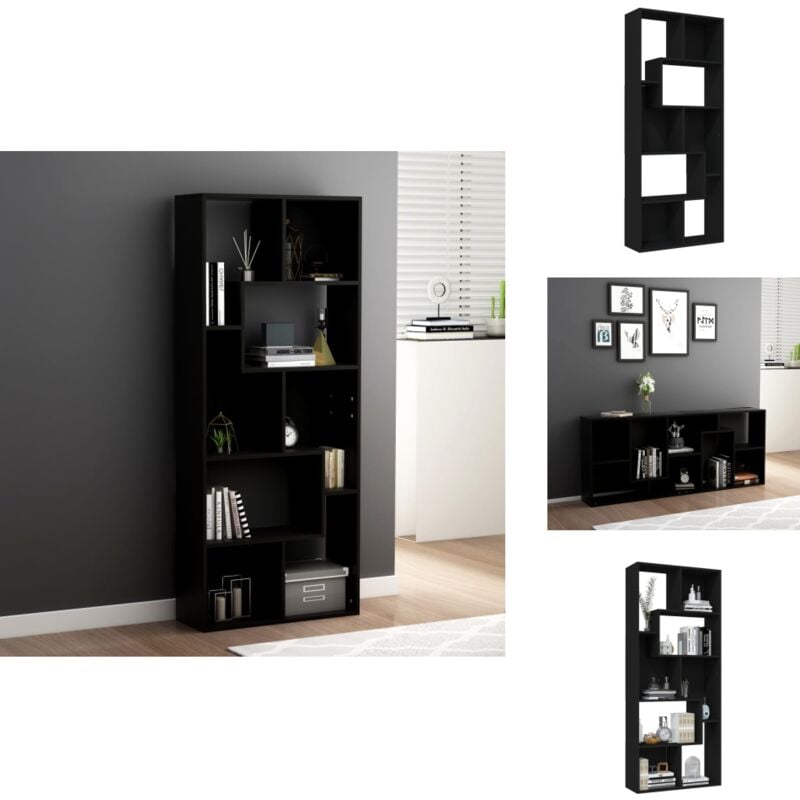 Vidaxl - Bibliothèque Noir 67x24x161 cm Bois d'ingénierie - Bibliothèque - Meuble Rangement - Bibliothèque Noir - Étagère - Commode