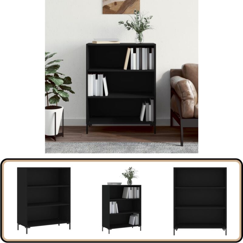 Vidaxl - Bibliothèque noir 69,5x32,5x90 cm bois d'ingénierie - Bibliothèque - Meuble Rangement - Étagère Ouverte - Bibliothèque Design - Mobilier