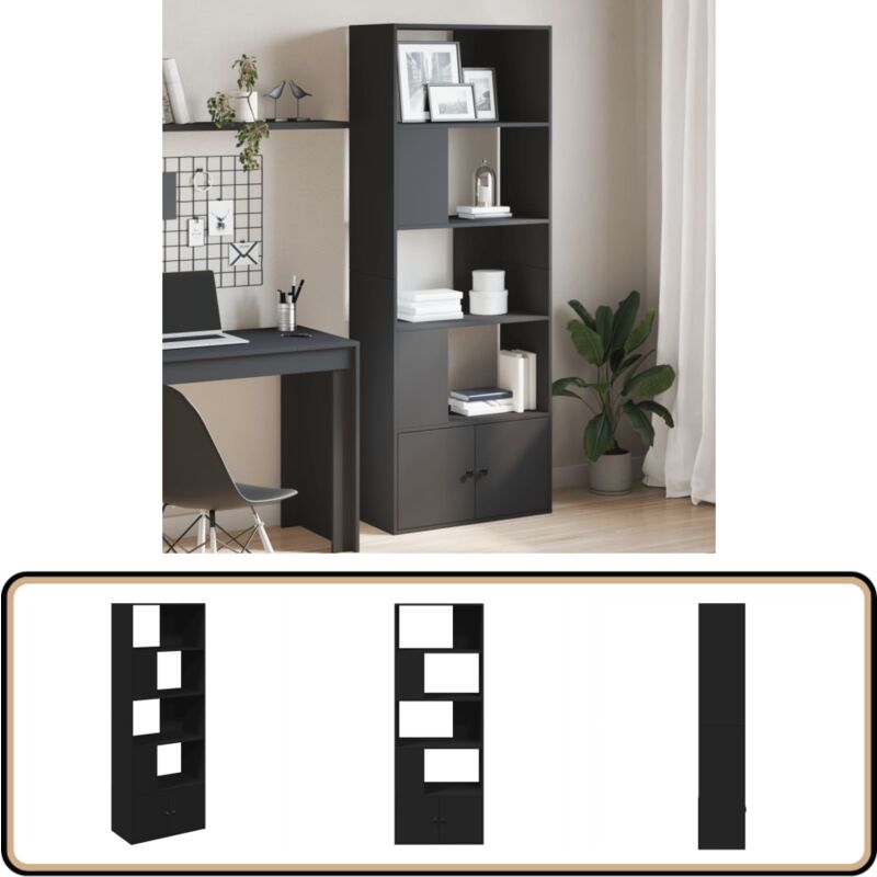 Vidaxl - Bibliothèque noir 70x36x189 cm bois d'ingénierie - Bibliothèque Noire - Bibliothèque Design - Meuble Rangement - Étagère Moderne