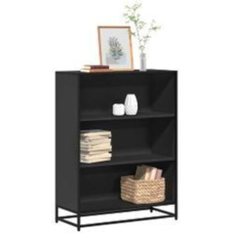 Bibliothèque noir 80,5x35x107,5 bois d'ingénierie