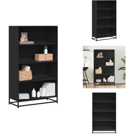 Bibliothèque noir 80,5x35x139 cm bois d'ingénierie - Bibliothèque - Bibliothèques - Étagère À Livres - Armoire De Rangement