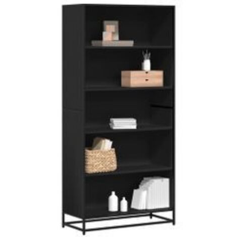 Bibliothèque noir 80,5x35x170,5 bois d'ingénierie