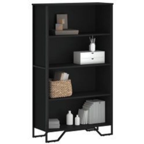 Bibliothèque noir 80x31x137,5 bois d'ingénierie