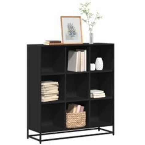 Bibliothèque noir 97,5x33x107,5 bois d'ingénierie et métal