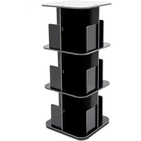 Bibliothèque pivotante, séparateur de pièce, étagère sur pied, étagère pivotante, étagère de bureau, étagère décorative, pivotante à 360° avec 3 niveaux, noir, 39 x 97 x 39 cm