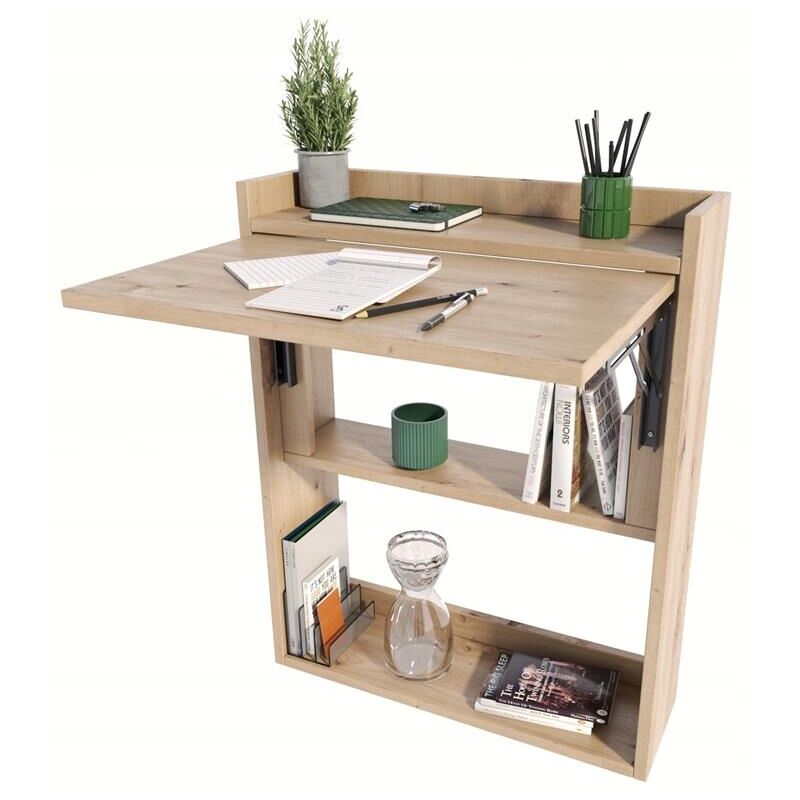 Bibliothèque pliante d'étagère d'armoire de bureau de mur artisanal