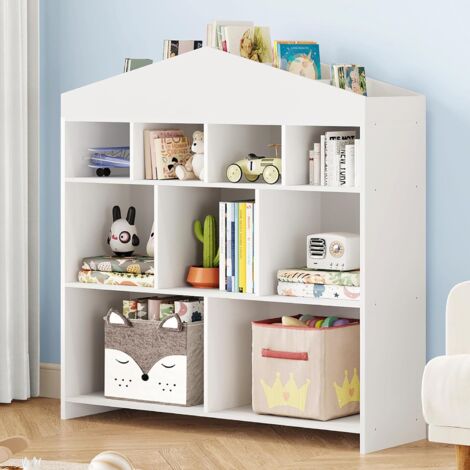 Bibliothèque pour Enfant Étagère Enfant Étagère à Jouets Rangement pour Livres et Jouets Meuble Enfant Meuble de Rangement pour Chambre d’enfant avec 9 Compartiments, 100x103x30cm