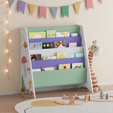 Bibliothèque pour enfants Hornnes 60 x 62 x 28 cm à motif aqua dream [en.casa]