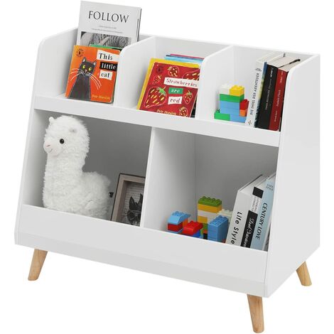 Bibliothèque pour Enfants WOLTU, Étagère à Livres en MDF et Bois de Pin, 82x35x70cm, avec 5 Compartiments Ouverts, Blanc