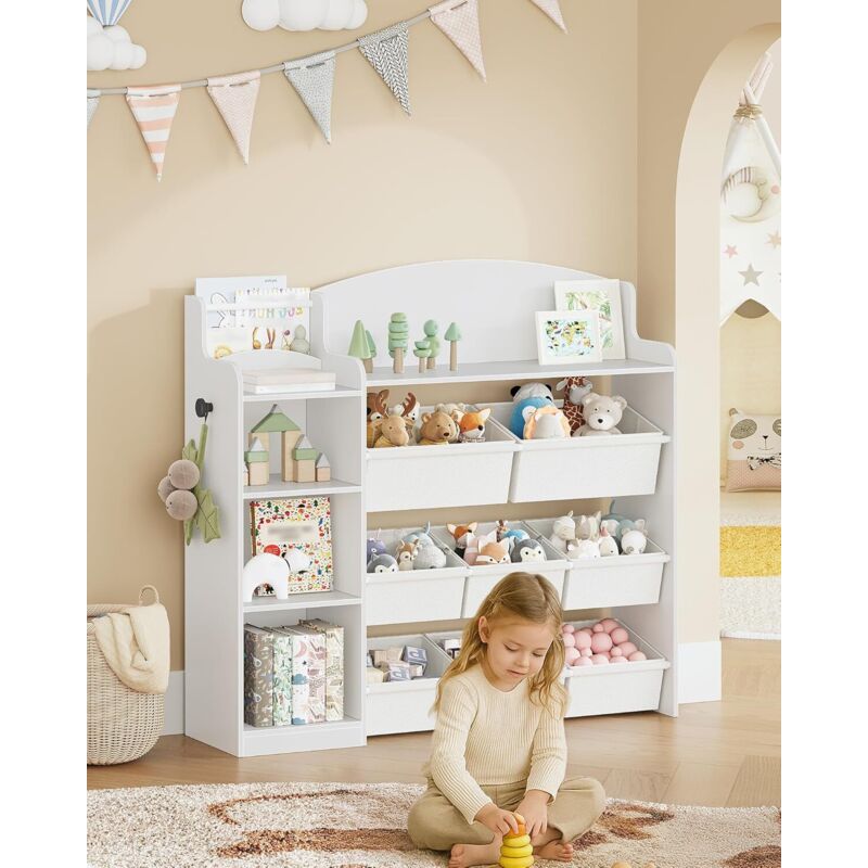 Bibliothèque pour Enfants,avec 8 boîtes en Non-tissé, Blanc