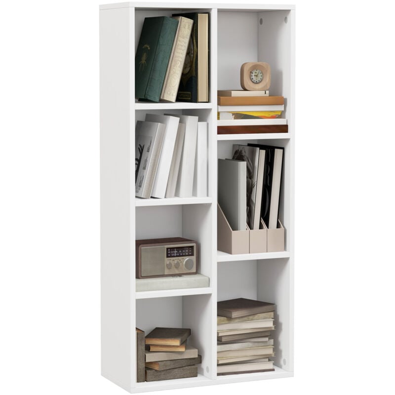 Homcom - Bibliothèque rangement étagère cube 7 compartiments dim. 50L x 24l x 106H cm blanc