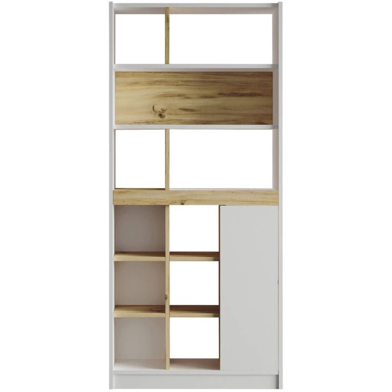 Mobili Rebecca - Bibliothèque Rebecca Mobili Balal 170x75,5x25 Panneau de particules Blanc Chêne clair Moderne