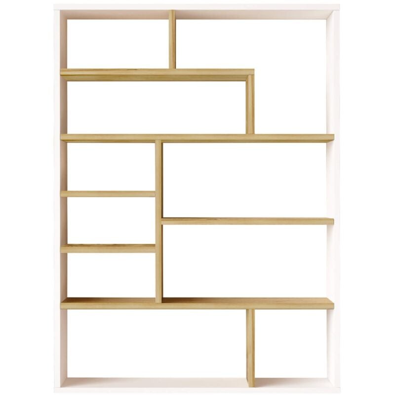 Mobili Rebecca - Bibliothèque Rebecca Mobili Laung 123,5x90x22 Panneau de particules Blanc Marron Clair Moderne