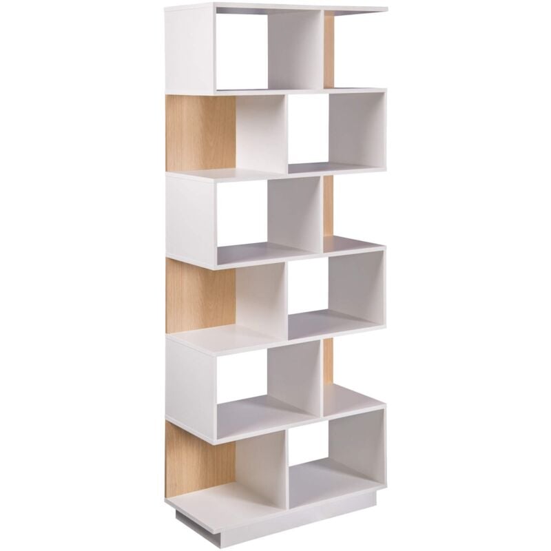 Bibliothèque Rebecca Mobili Silene 180x70x29,5 Aggloméré Blanc Marron Clair Moderne