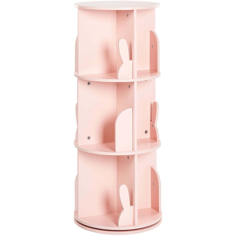 Bibliothèque Rotative à 3 Niveaux en MDF en Forme de Lapin Chambre Enfant Rose Pastel Caney
