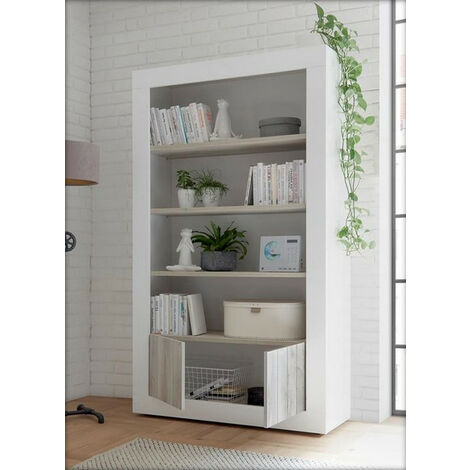 Bibliothéque SAMANTHA 2 portes 3 étageres 110x191 cm