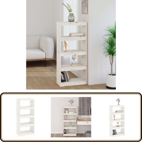 Bibliothèque/Séparateur de pièce Blanc 60x30x135,5cm Pin massif - Bibliothèque - Meuble De Rangement - Étagère - Séparateur De Pièce - Bibliothèque Blanche
